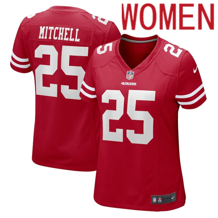 Women San Francisco 49ers 25 Elijah Mitchell Nike Scarlet Player Game NFL Jersey